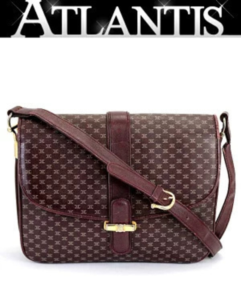 Celine Triomphe Shoulder Bag x Leather Bordeaux Purple
